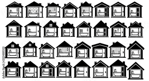 Canvas Print Collection of House Floor Plans Showing Interior Layouts.