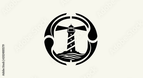 Quadro su tela Lighthouse icon within circular design