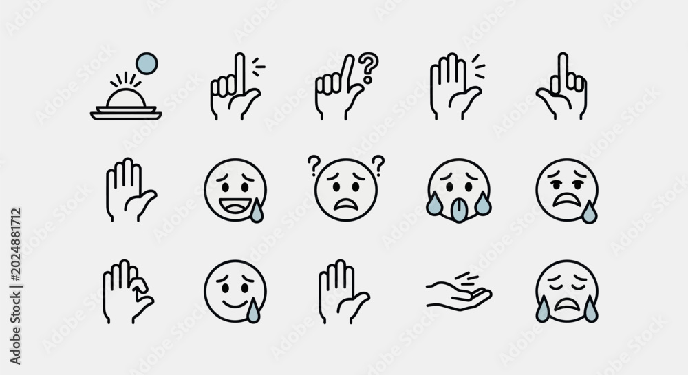 Fototapeta premium Set of various hand gestures and emoticons