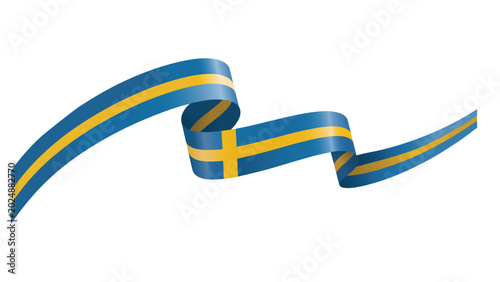 Foto swedish flag ribbon wave illustration for sweden national day patriotic scandina