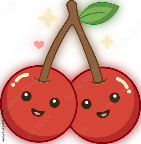 cute neon kawaii cherries 