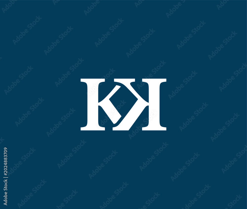 Fototapeta premium White letter K and H symbol on dark blue background