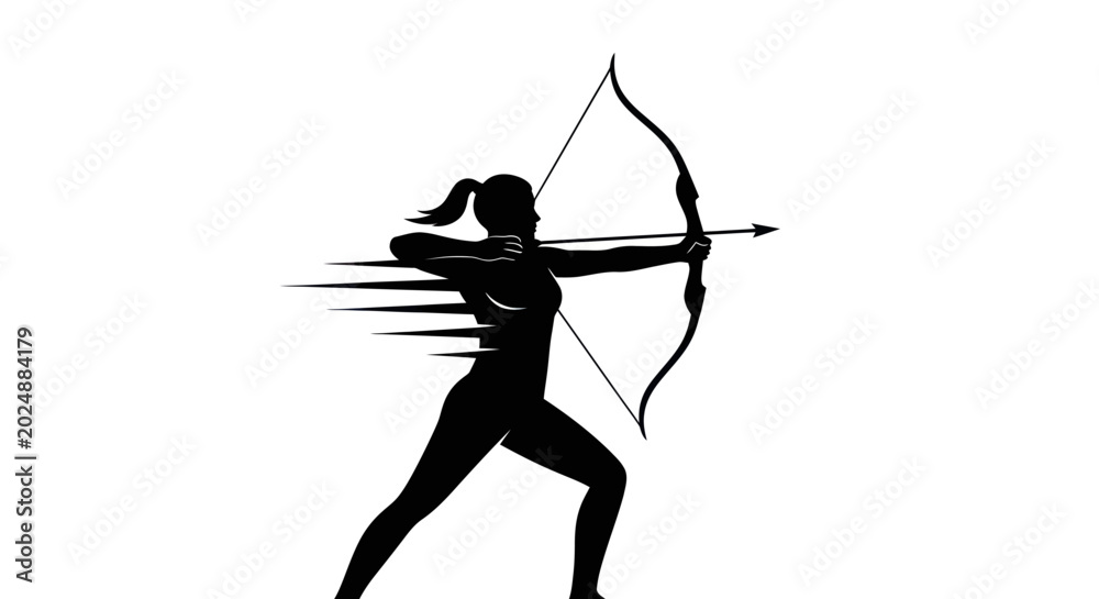 Fototapeta premium Silhouette archer shooting bow and arrow