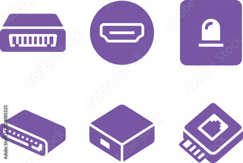 Digital forensic write blocker data port and drive connector icons