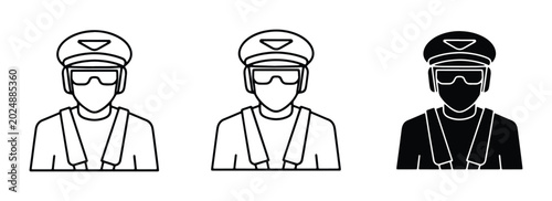 Bild auf Leinwand Pilot Icon Set, Aviation Character Symbols, Airline Crew Vector Graphics, Flight