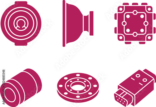 Robotic gripper vacuum cup and mounting flange icons for suction systems