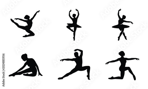Foto Ballet Dancer Silhouettes Collection: Graceful Poses, Elegant Movement, Artistic