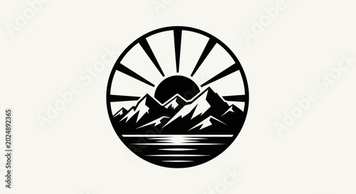 Photos Mountain sunrise emblem vector illustration