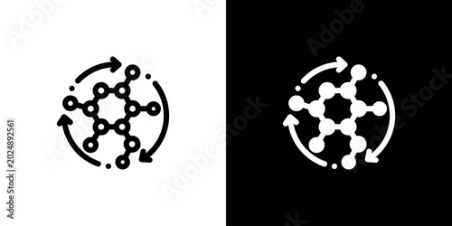 Photos Glucose Metabolism Science icon concept with flat Black White Background