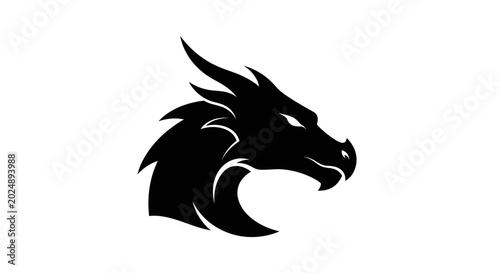 Black dragon head silhouette on white