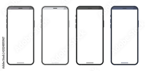 Cuadro en lienzo Modern Smartphone Front View Mockup Collection With Empty Mobile Displays and Mi