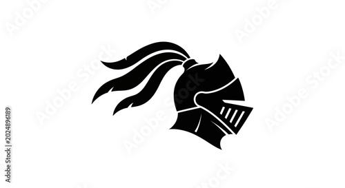 Foto Knight helmet silhouette on white background
