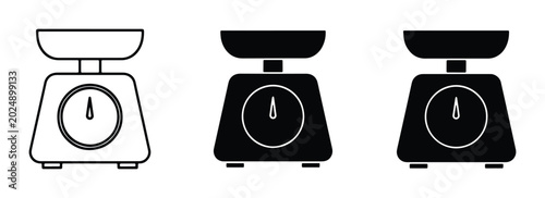 Картината върху платно Kitchen Scale Icons, Weighing Device Vector Set, Food Measurement Tools for Cook