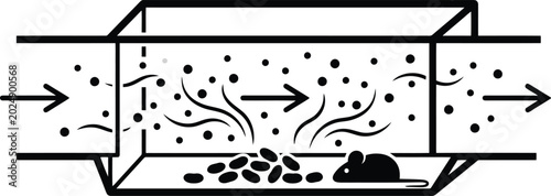 Cuadro en lienzo Hantavirus Illustration of a Mouse in a Trap with Airflow and Particles rodent b
