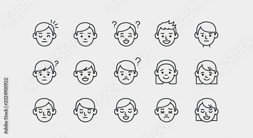 Set of various facial expressions icons