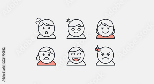 Set of various facial expressions icons