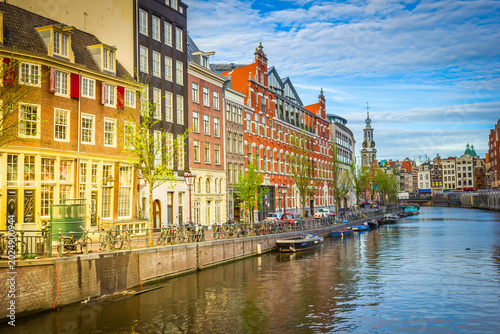 Amsterdam innercity with the Munttower in the Netherlands