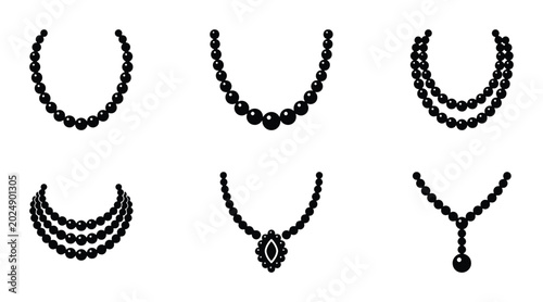 Canvastavla Elegant Pearl Necklace Icons, Classic Jewelry Designs, Luxury Gemstone Pendants,