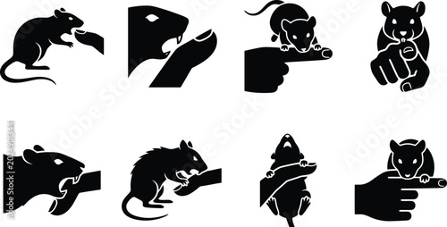 Tableau sur toile Hantavirus Silhouettes of rats interacting with human fingers mouse rodent