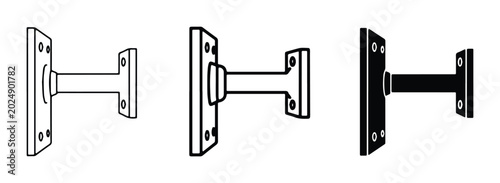 Tableau sur toile Set of 3 Wall Mount Brackets, Hardware Support, Metal Fixture, Industrial Design