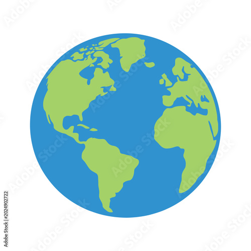 Simple flat planet earth globe icon illustration isolated on white background
