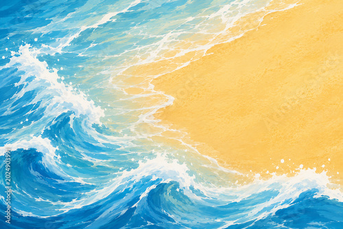 Wave on the beach, copy space.
