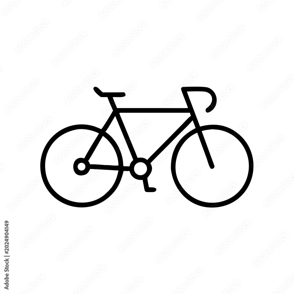 Fototapeta premium Bicycle illustration, minimalist style, black and white design, copy space