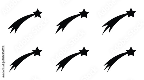 Canvastavla Six Black Shooting Stars, Cosmic Trails, Celestial Bodies, Astronomical Event, S
