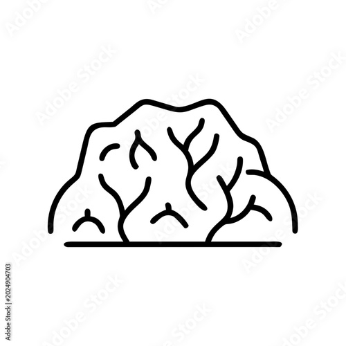 Moss-covered rock with intricate patterns displayed on a minimalist background