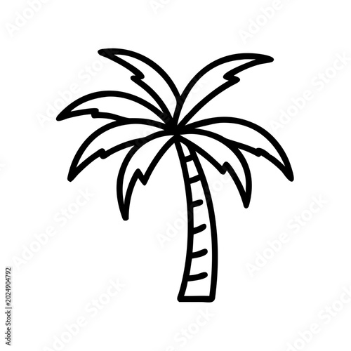 Palm tree silhouette in a minimalist style on a white background