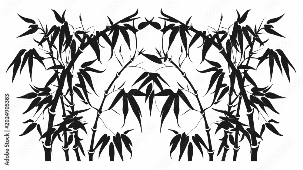 Fototapeta premium Black and white bamboo silhouette vector illustration for design