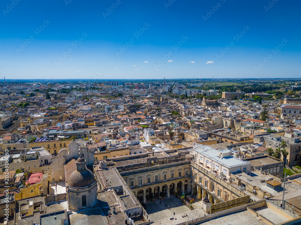 Obraz premium Celestini Palace. Aerial drone panorama of Palazzo dei Celestini in Lecce Old Town. Puglia city view