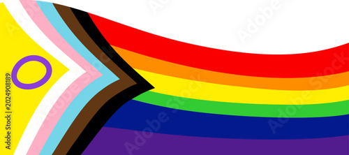 Slika na platnu Waving progressive pride flag with intersex inclusive yellow chevron, dynamic fl
