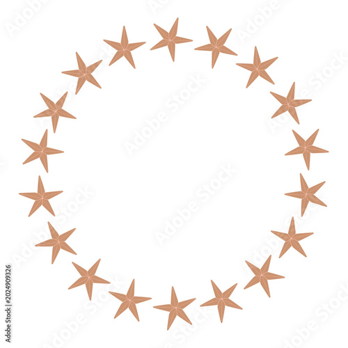 Simple vector wreath of sea stars in a pastel 