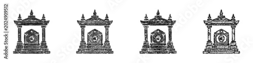 Fotografija Sketch monochrome relic shrine icon design set