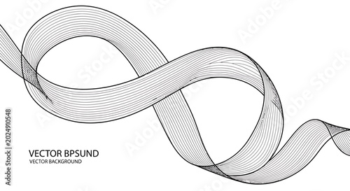 Abstract flowing ribbon forming an infinity loop, elegant wave, white background, vector art