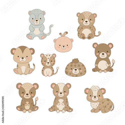 Photography Cute cartoon monkey faces animals.