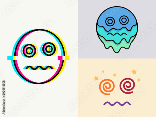 This vibrant image features abstract faces with bold colors and playful expressions, showcasing human emotions through artistic representations that invite reflection.