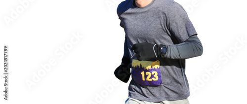 Runner in Gray Shirt Moves During a Race on a cold