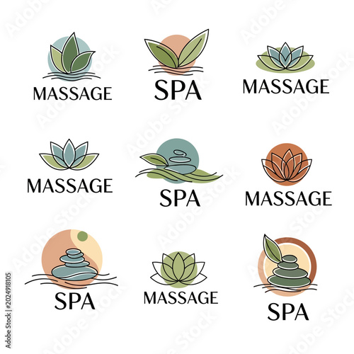 Tableau sur toile Spa and massage therapy logo designs.