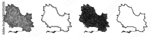 Bild auf Leinwand Sketch Saint Andrew (Jamaica) outline map design set