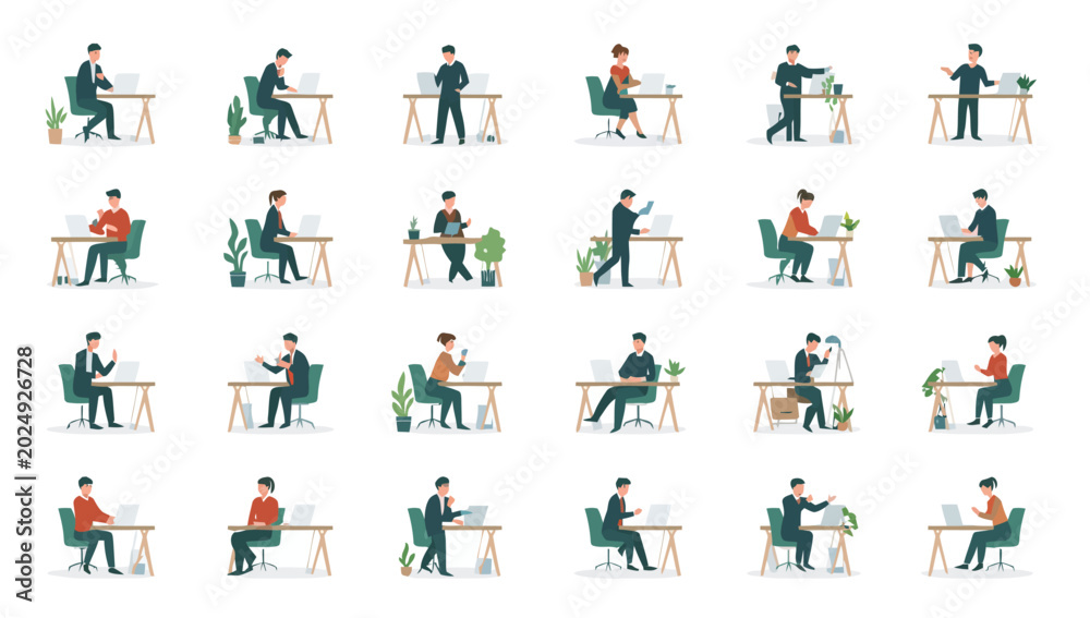 Fototapeta premium People sitting at desks working.