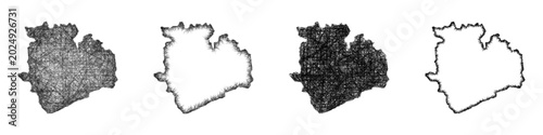 Obraz na płótnie Black and white sketch Veszprem (Hungary) outline map design set