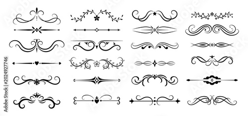 Bild auf Leinwand Flourish Divider Set Ornamental Line Art