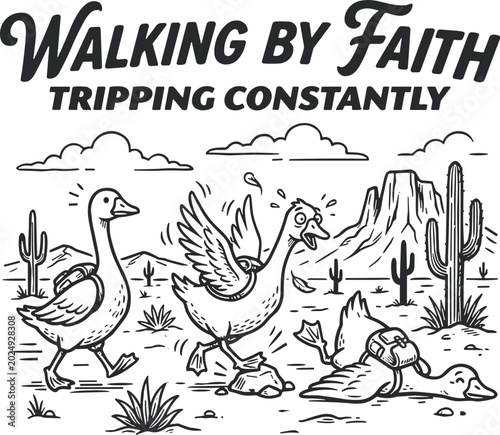 Walking By Faith Tripping Constantly SVG, Funny Goose SVG, Christian SVG,  Christian Bible Quotes SVG, Faith SVG