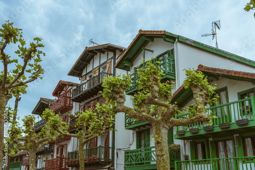Colorful Traditional Fisherman Houses in La Marina District of Hondarribia, Basque Country, Spain