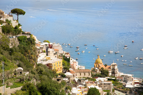 Beautiful view of picturesque terraces of Positano in Italy