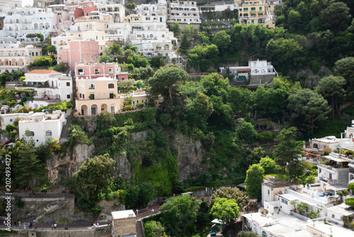 Beautiful view of picturesque terraces of Positano in Italy
