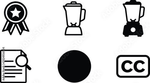 Bild auf Leinwand Professional icon set featuring award ribbon blender kitchen appliances document