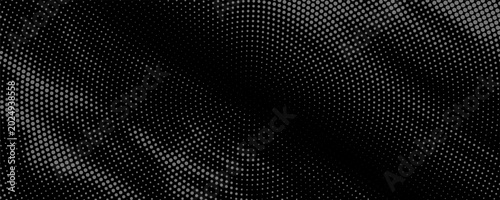 Foto Abstract background featuring black halftone dots forming wavy curved lines on a white base